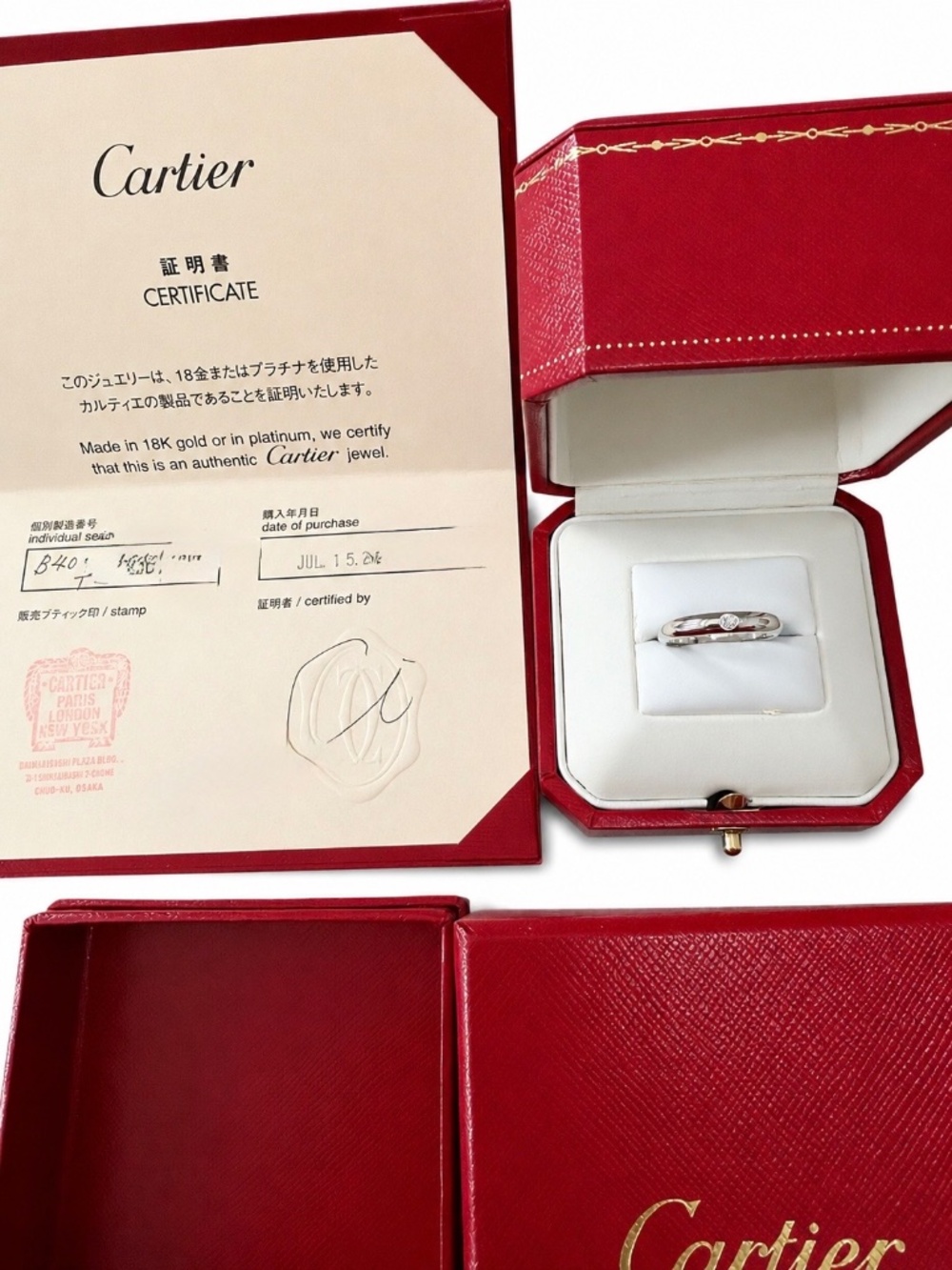 Authentic Cartier Pt950 Platinum Diamond Ring Size 53 US 6.25 Full Set - Picture 1 of 4